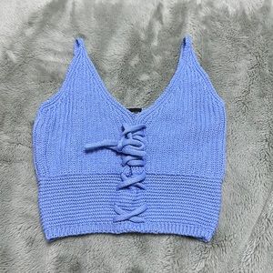 Urban planet Blue knitted crop top size small